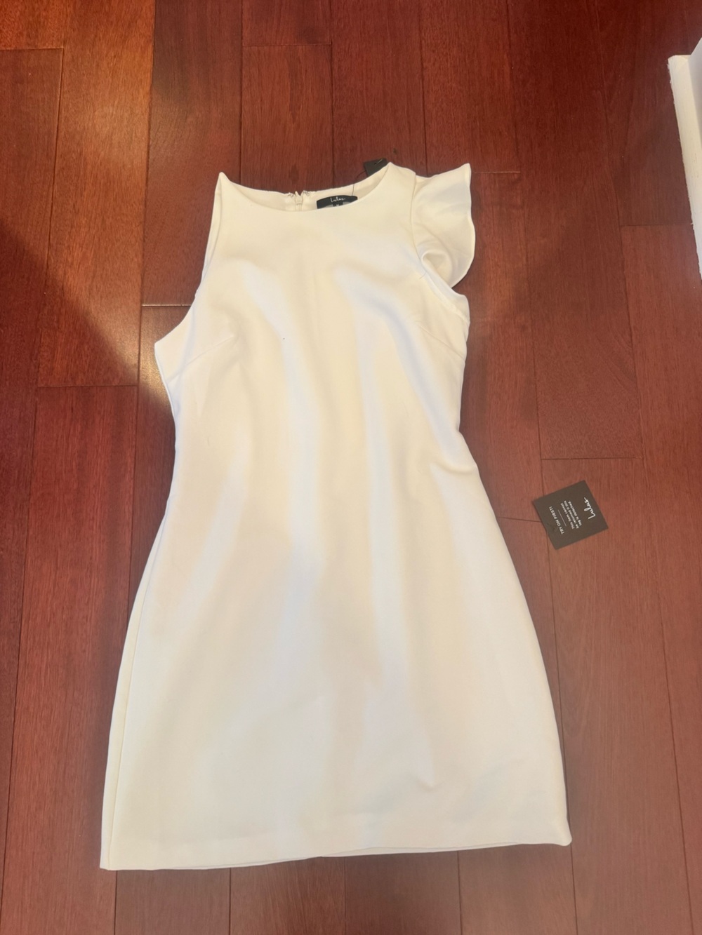 Lulu's Cream Ruffle-Shoulder Mini Shift Dress - Picture 2 of 6